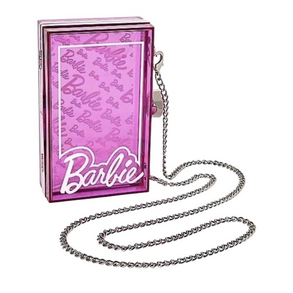 Pink Clear BARBIE Movie Box Crossbody Purse Heart Halloween Spirit *NEW*